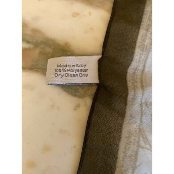 Made in Italy Sheer Chiffon Scarf Blue Brown Floral - Picture 4 of 7